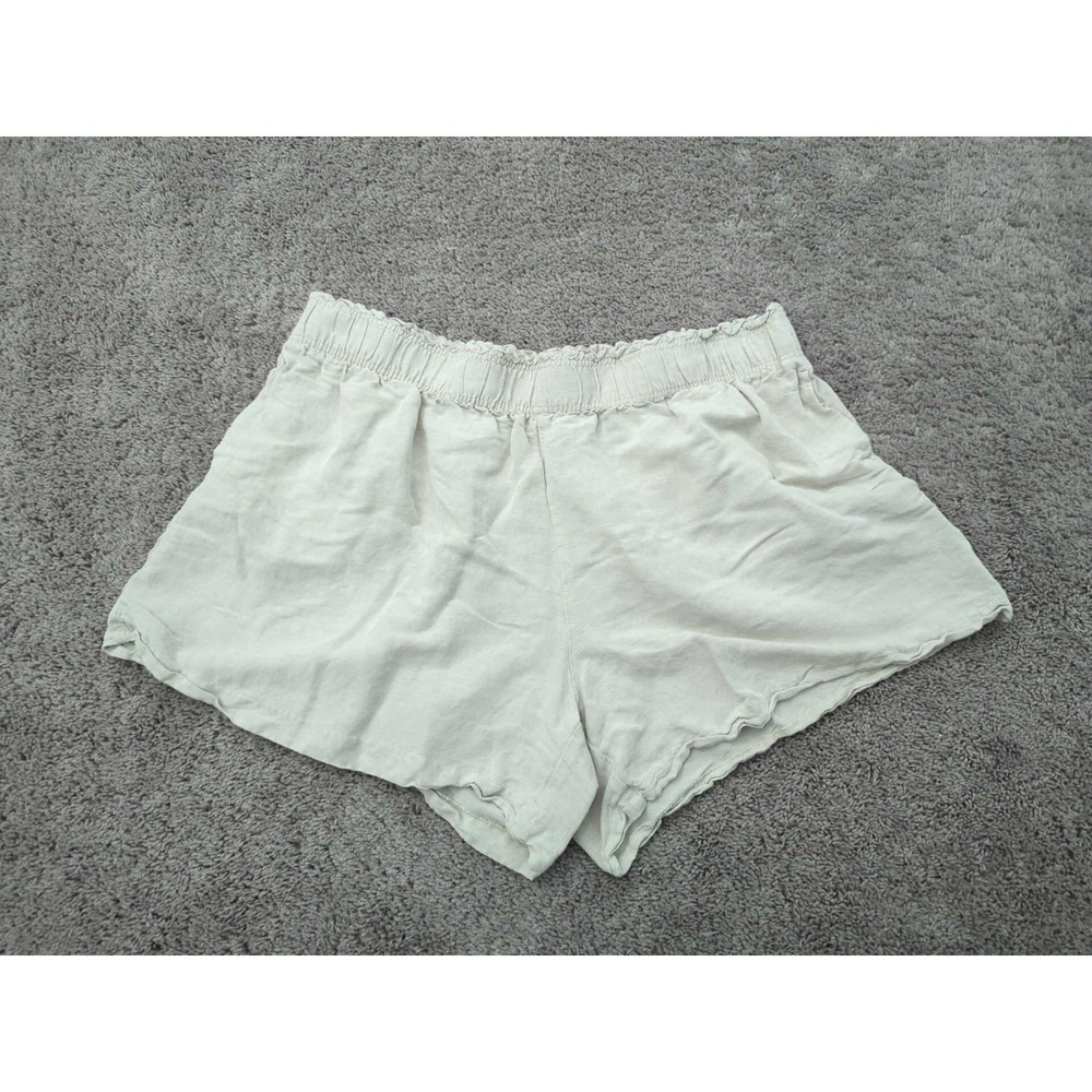 H&M Shorts Womens‎ XXL Beige Pull On Easy Shorts Linen Blend Casual